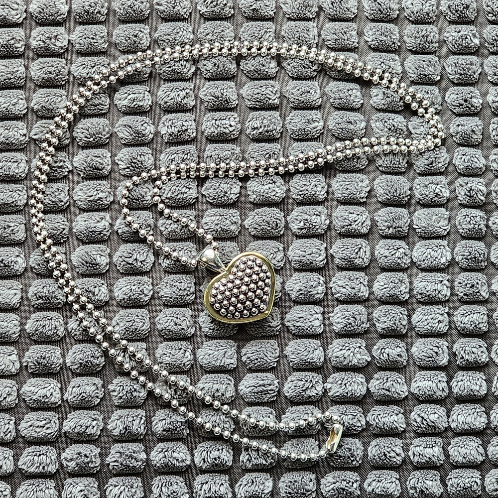 Lagos Large Reversible Heart Pendant Necklace 18K & Sterling Silver